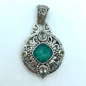 Green Onyx and Peridot Locket Sterling Silver